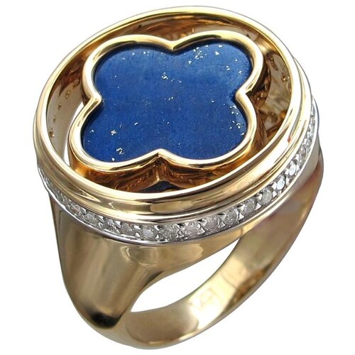 фото Эстет кольцо с лазуритом и бриллиантами из жёлтого золота 01к6313305-2, размер 17