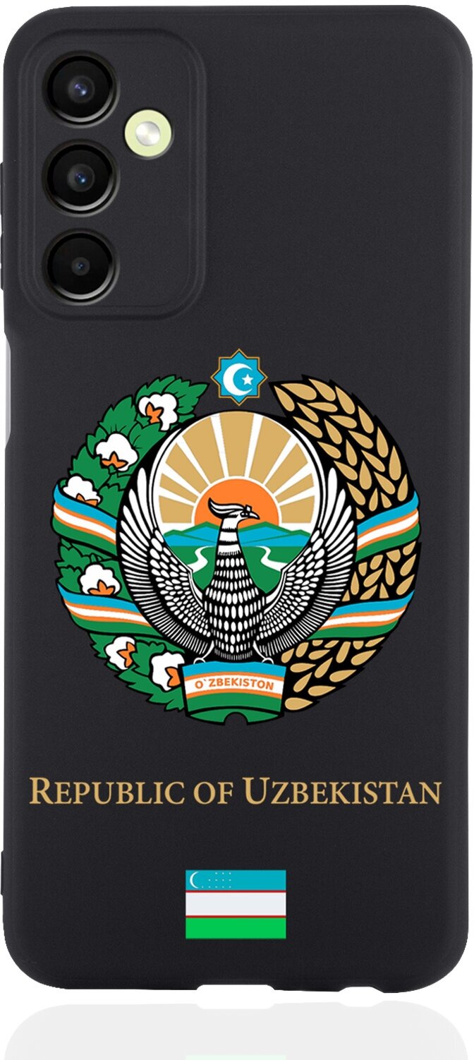 Черный силиконовый чехол SignumCase для Samsung Galaxy A24 Герб Узбекистана