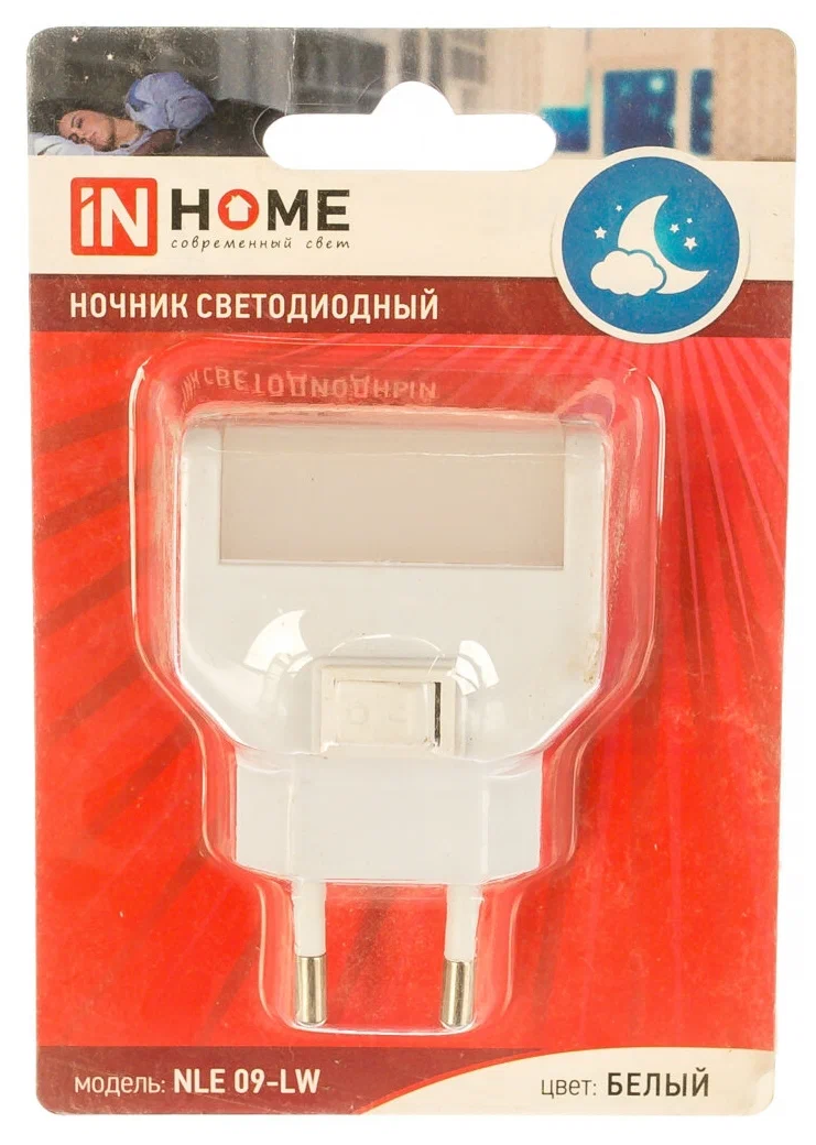 Ночник светодиодный IN HOME NLE 09-LW с выключателем белый 230В - фотография № 2