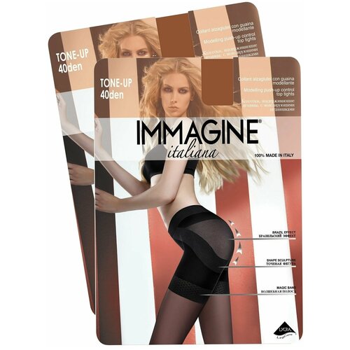 фото Колготки immagine tone up, 40 den, с шортиками, 2 шт., размер 2, коричневый