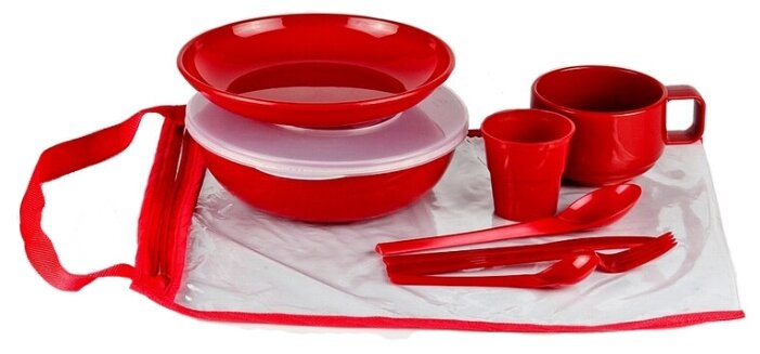 Набор пластиковой, многоразовой посуды SOLARIS на 1 персону «Командировочный»