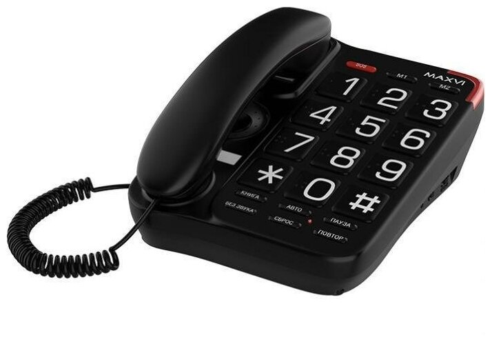 Проводной телефон MAXVI CB-01 black быстрый набор, черный