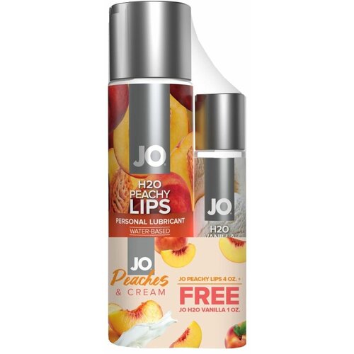 Набор из смазок: Peachy Lips и H2O Vanilla одноразовый вкусовой лубрикант со вкусом клубники jo flavored strawberry kiss 10 мл