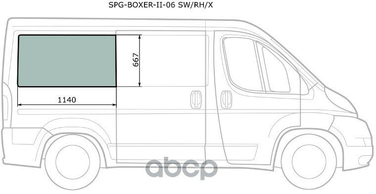 Стекло Кузова Боковое (Не Опускное) (Справа/ Цвет Зеленый) Peugeot Boxer 06- / Citroen Jumper 06- / Sat арт. SPG-BOXER-II-06 .