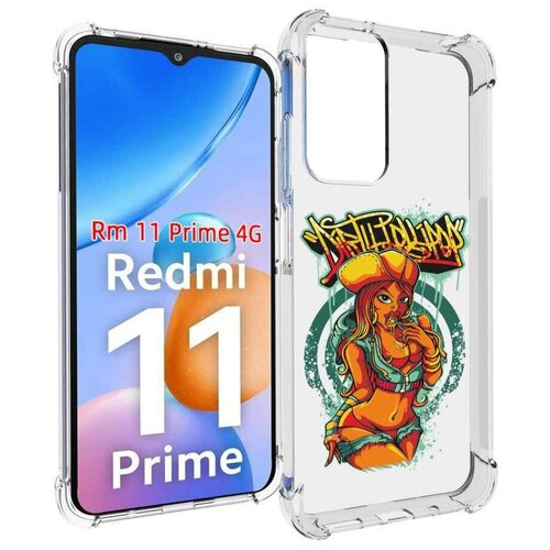 Чехол MyPads нарисованная девушка комикс для Xiaomi Redmi 11 Prime 4G задняя-панель-накладка-бампер