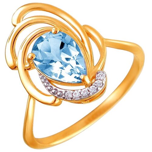 фото Эстет кольцо с топазом и фианитами из красного золота 01к3111104-1, размер 16.5