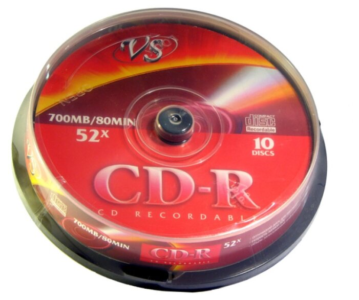 Носители информации CD-R, 52x, VS, Cake/10, VSCDRCB1001