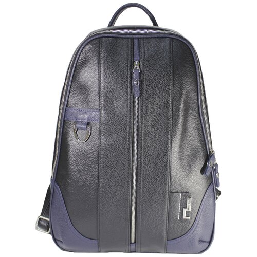 фото Рюкзак городской matthew ва547-10-4408, цвет черный/синий, натуральная кожа,