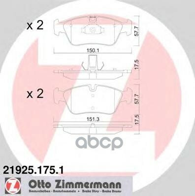 Колодки Тормозные Дисковые К-Т Bmw Zimmermann арт. 21925.175.1