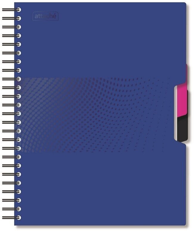 Бизнес-тетрадь Attache А5, 140 листов, клетка, спираль, пластиковая обложка, 2 разделителя, Digital, синяя (1059958)