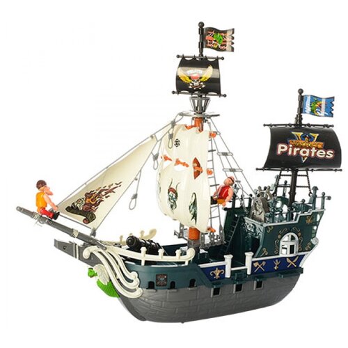 Большой пиратский корабль Pirate Ship, с фигурками, пушкой, аксессуарами, 47х41х11 см, игровой набор, набор пиратов