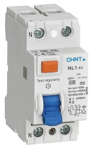 CHINT УЗО NL1-63 2P 25A 30mA 6kA тип AC (DB) (R)