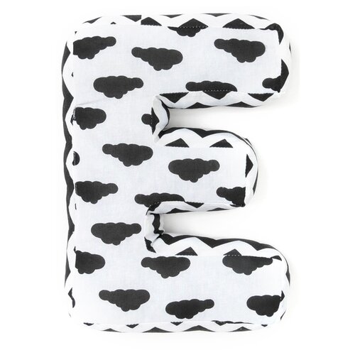 фото Подушка декоративная крошка я буква е 35 х 25 см белый/черный