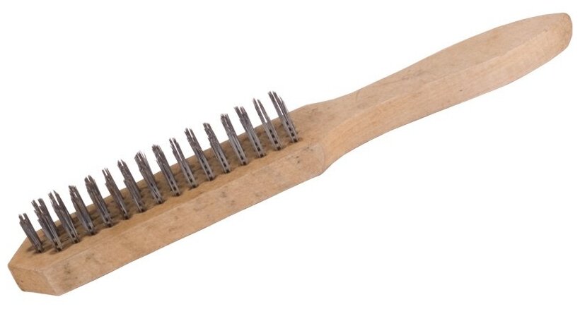 Корщетка Калибр 4-рядная, металлическая с деревянной ручкой