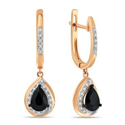 Золотые серьги с бриллиантами, сапфиром