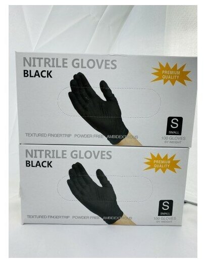 Перчатки Safe&Care нитрил медицинские черные (20%) размер S 100 шт/упк