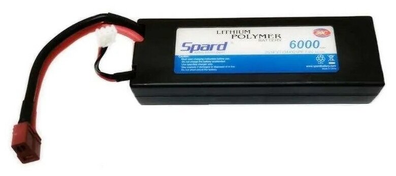 Аккумулятор Li-Po Spard 6000mAh, 7,4V, 30C, T‐plug для Remo Hobby и Himoto 1/10, 1/8