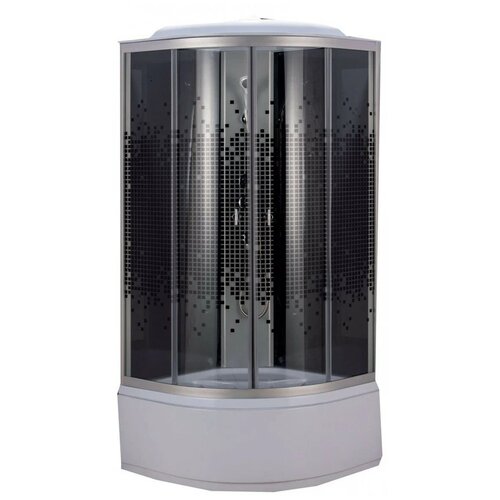 Niagara NG 7508-14, узорчатое стекло, высокий поддон, 90х90 см, белый/черный