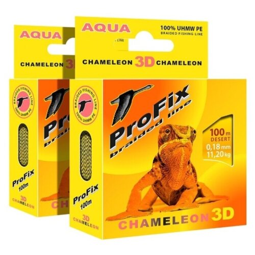 фото Плетеный шнур profix chameleon 3d desert 0.18mm, набор 2шт. по 100m aqua