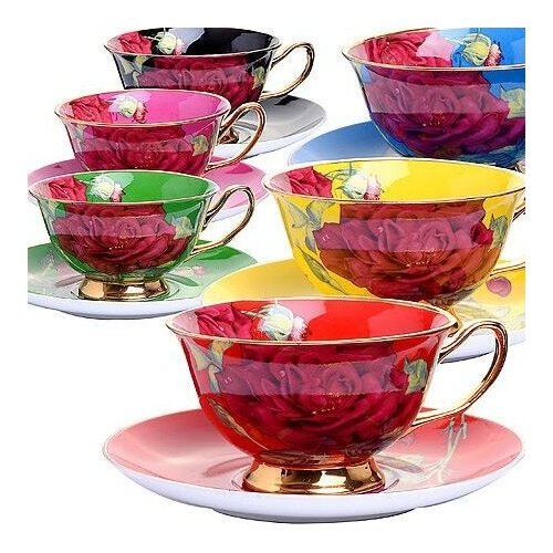 Чайный набор 12пр 200мл фарфор премиум Розы LR (х6)