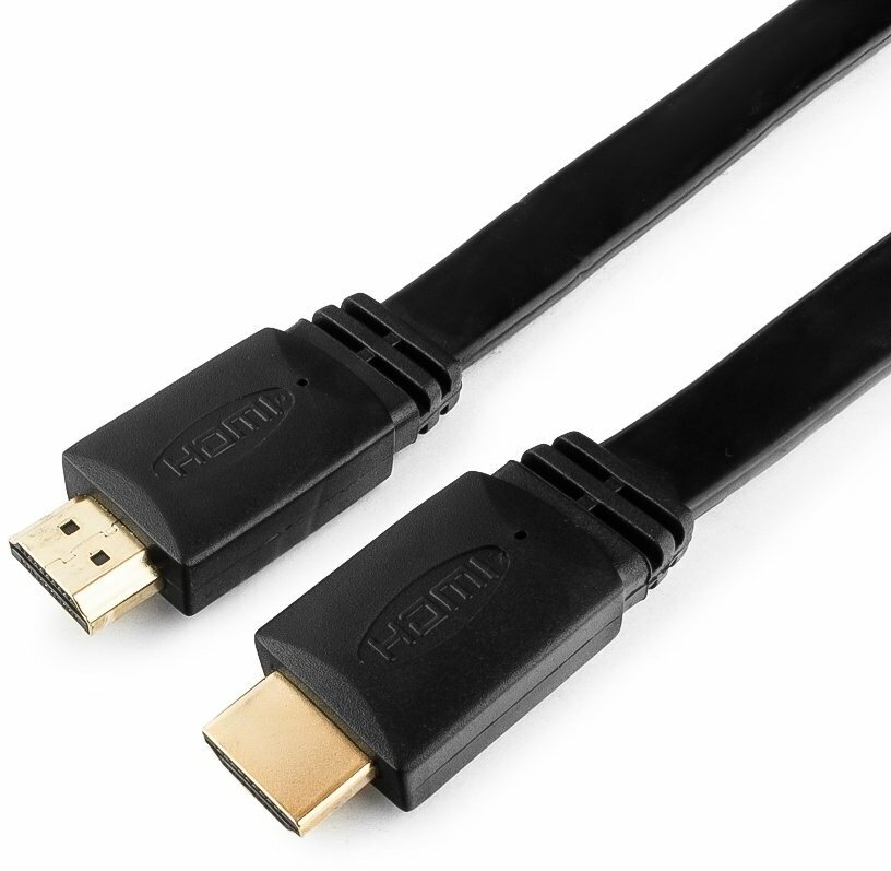 Кабель HDMI Gembird/Cablexpert CC-HDMI4F-6 (1.8м, v1.4, 19M/19M, плоский кабель, черный, позол. разъемы) (CC-HDMI4F-6)