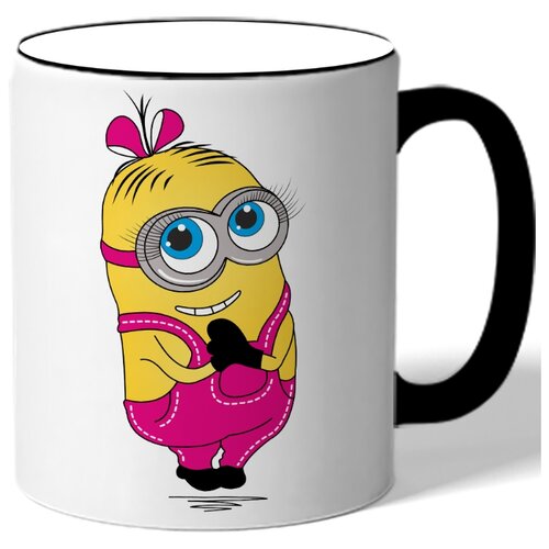 фото Кружка с цветной ручкой миньоны - миньон девочка улыбается drabs