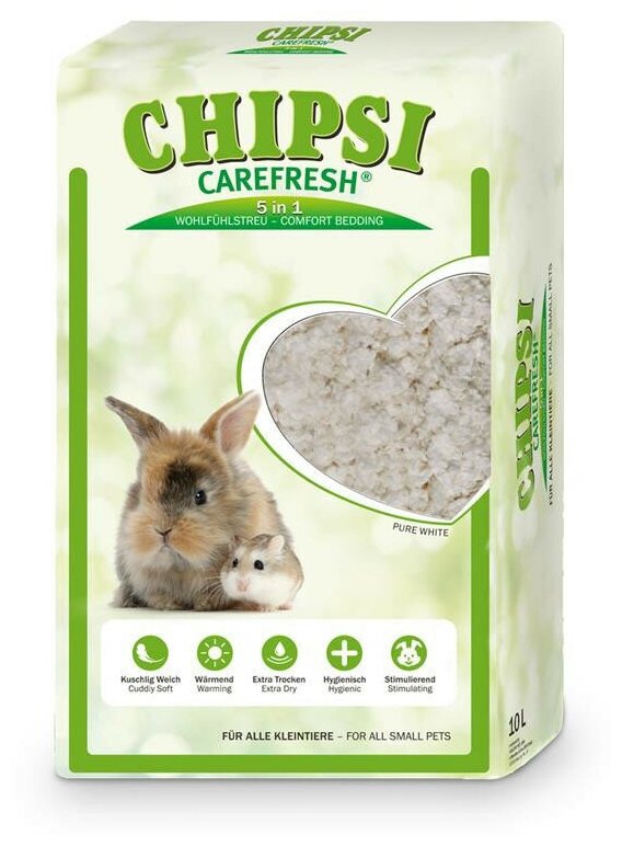 CareFresh Chipsi Pure White целлюлозный наполнитель для мелких домашних животных и птиц - 10 л