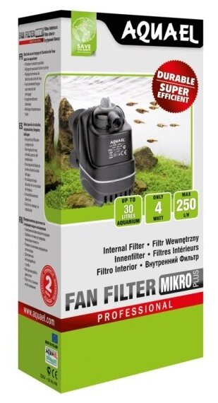 Внутренний фильтр Aquael FAN FILTER MIKRO plus для аквариума до 30 л (250 л/ч, 4 Вт)