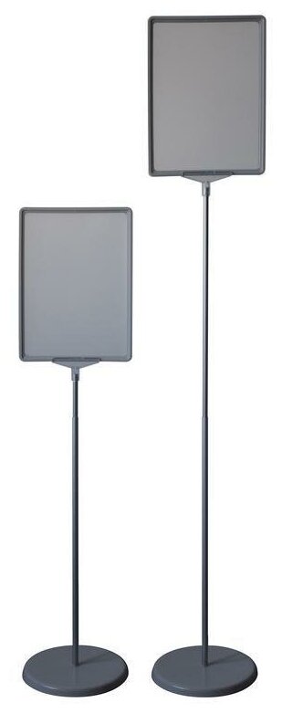 фото Стойка рекламная напольная ProMEGA Office (А4, вертикаль, выдвижная, металл/пластик, серый) (05025)