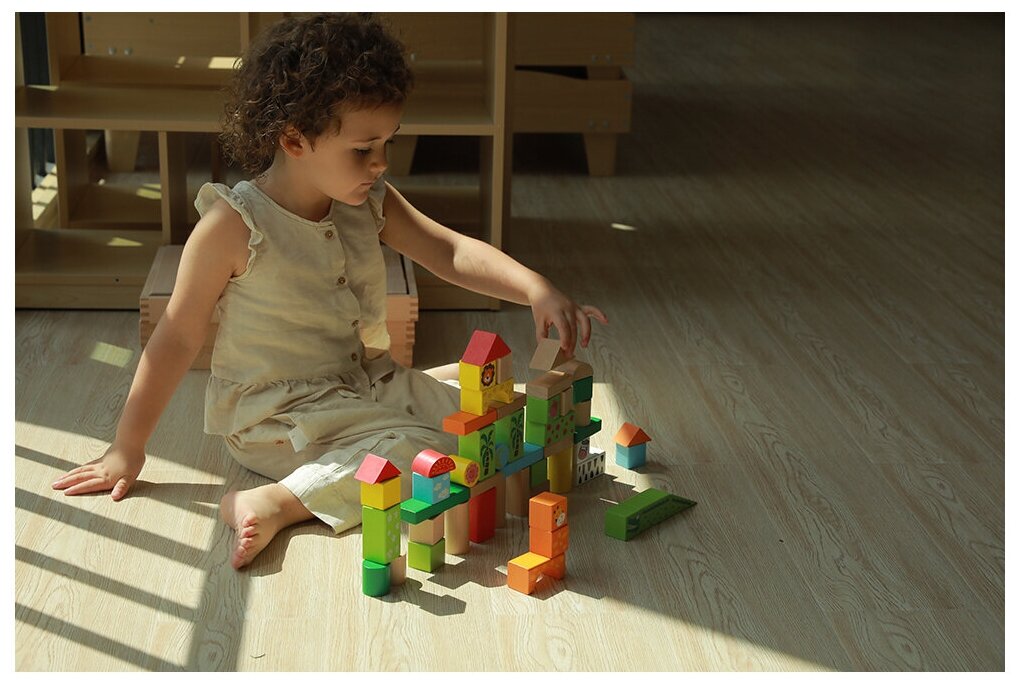 Конструктор Viga Toys Набор строительных блоков Зоопарк, 50 деталей (50286) - фото №5