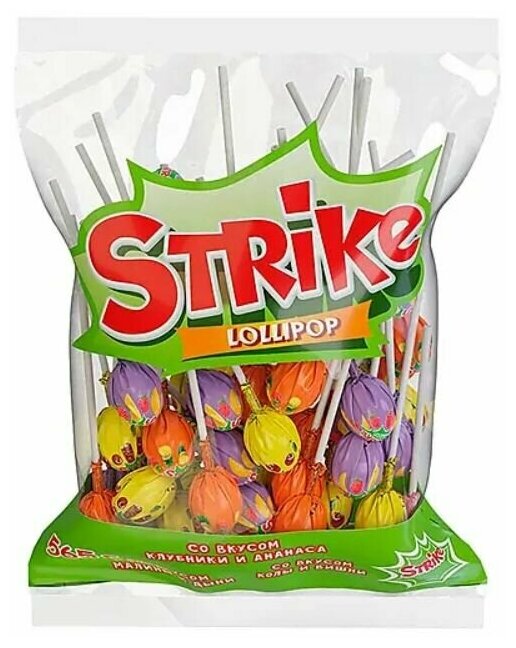 "Strike", карамель на палочке с двойными вкусами, 565 г