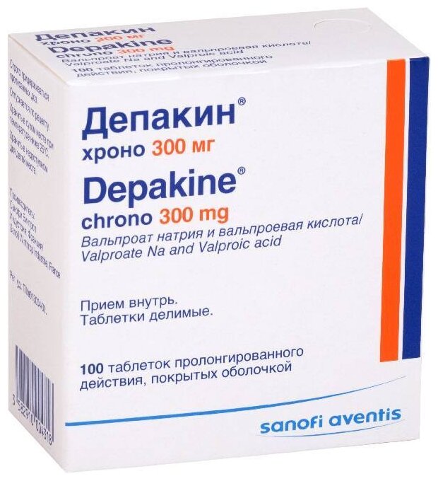 Депакин Хроно таб. пролонг. п/о, 300 мг, 100 шт.