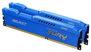 Оперативная память для компьютера 8Gb (2x4Gb) PC3-12800 1600MHz DDR3 DIMM CL10 Kingston FURY Beast Blue (KF316C10BK2/8)