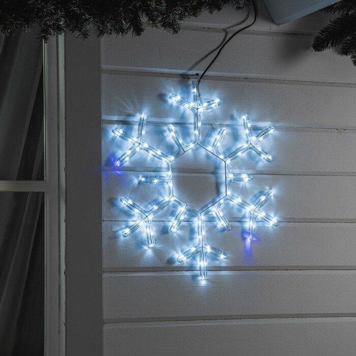 Luazon Lighting Светодиодная фигура «Снежинка», 55 см, дюралайт, 120 LED, 220 В, мерцание, свечение белый/синий