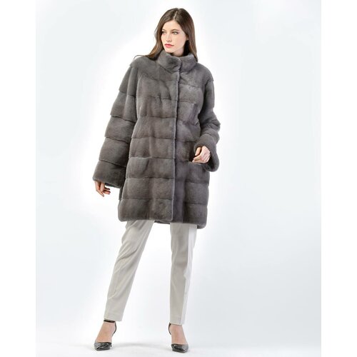 Пальто Skinnwille, норка, оверсайз, карманы, размер 42, серый