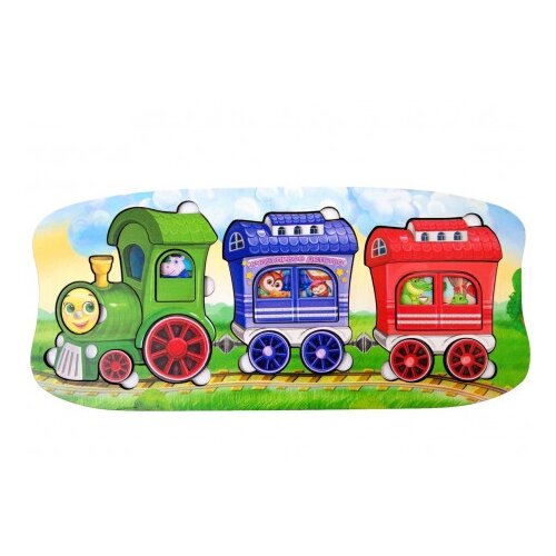 Развивающая игрушка Ань-Янь Веселый паровозик ПСД046, красный/зеленый/синий