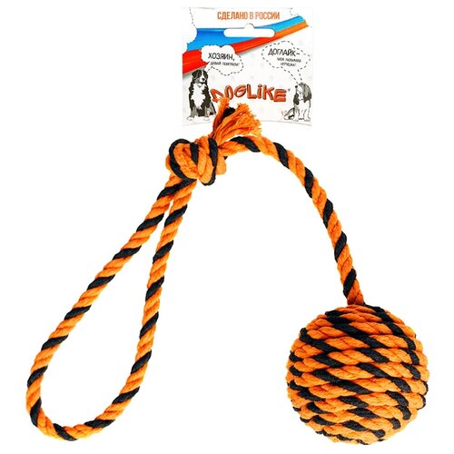 фото Игрушка для собак doglike мяч броник малый с ручкой (оранжевый-черный)