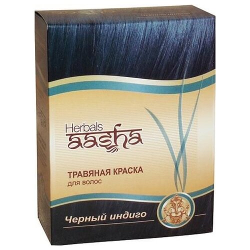 Aasha Herbals Травяная краска для волос, черный индиго, 60 мл, 60 г