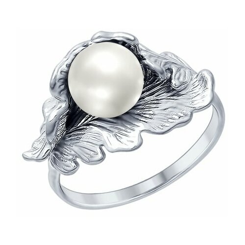 фото Серебряное кольцо sokolov 94012360 с жемчугом, размер 17,5 diamant-online