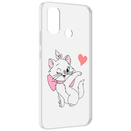 Чехол MyPads белая-кошечка-с-сердечком женский для UleFone Note 10P / Note 10 задняя-панель-накладка-бампер