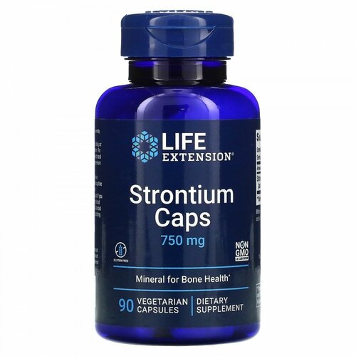 Стронций минерал для здоровья костей 250 мг Strontium Caps 90 капсул Life Extension