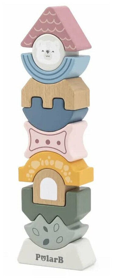 Пирамидка-балансир Viga Toys PolarB Башенка 44070 Балансир для детей / Пирамидка детская деревянная / Развивающие игрушки от 1 года для малышей