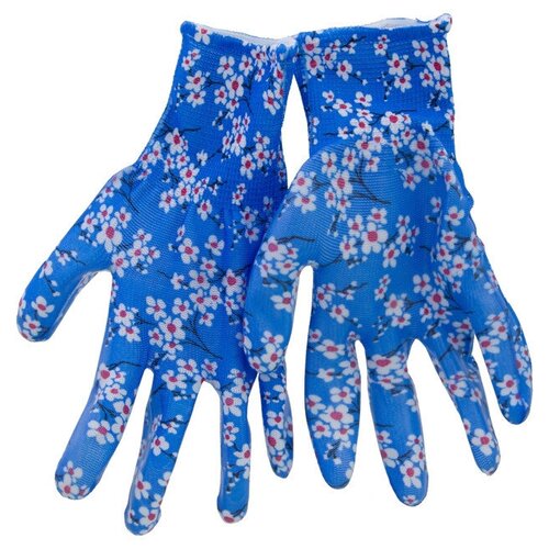 Перчатки п/э нитриловое покрытие 9/L голубые перчатки п э нитриловое покрытие 8 m голубые