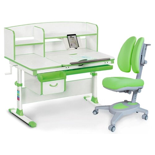 фото Комплект mealux стол + стул evo-50 (y-115) 120x70 см белый/зеленый