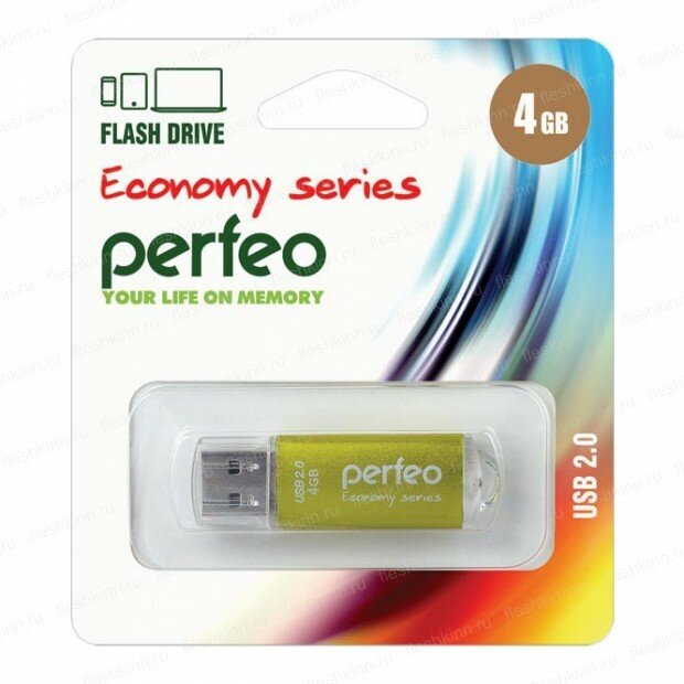 Perfeo Флешка 4Gb Perfeo E01 USB 20 золотистый PF-E01Gl004ES