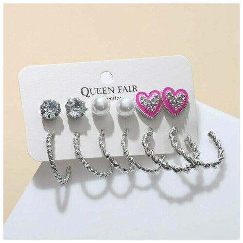 Серьги конго Queen Fair, пластик, эмаль, розовый серьги конго queen fair пластик эмаль розовый золотой