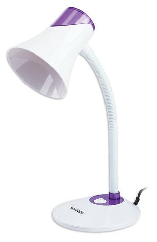 Настольная лампа-светильник SONNEN OU-607 на подставке цоколь Е27 белый/фиолетовый, 1 шт