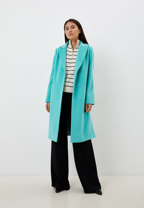 Пальто-пиджак  Azellricca демисезонное, шерсть, силуэт прямой, удлиненное, размер 44/170, зеленый