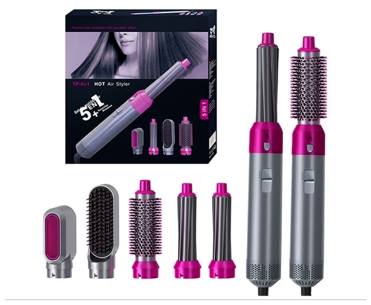 Фен Стайлер Hot Air Styler /NEW/ /5в1/выпрямитель/утюжок/ионизация/1100Вт/серебристый - фотография № 7