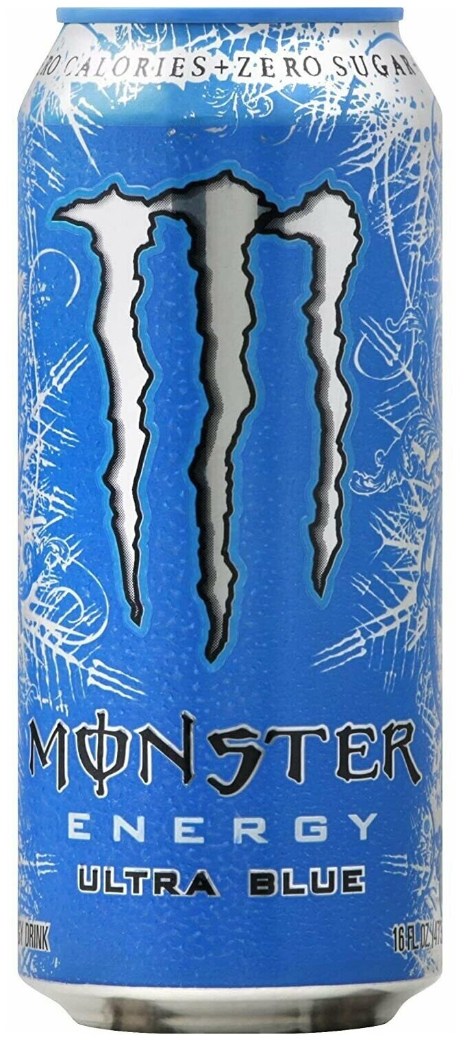 Энергетический напиток Monster Energy Ultra Blue/Энергетик Монстер энерджи Ультра Синий со вкусом легкий цитрусовый-ягодный 500мл.(Европа) - фотография № 1